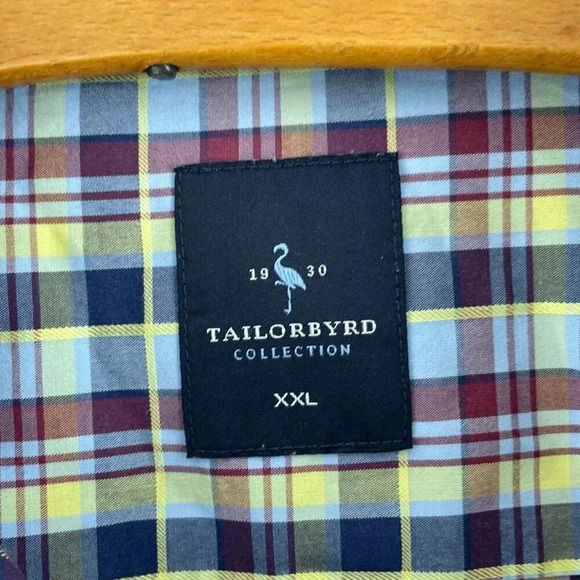 Tailorbyrd Collection Plaid Shirt Long Sleeve Button Down Mens 2XL Blue Yellow - Picture 2 of 7